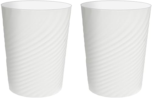 DAJITRE 1.8 Gallon Small Trash Can Wastebasket Recycling Bin Slim Profile for Compact Spaces Bathroom, Office, Bedroom, Kitchen (1.8 Gallon-2pack, White)