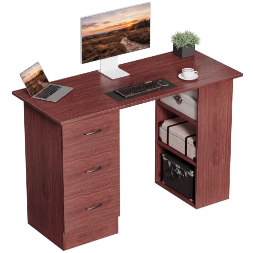 HOMCOM Computer Desk w/Drawers 120 x 49 x 72 cm Walnut Brown