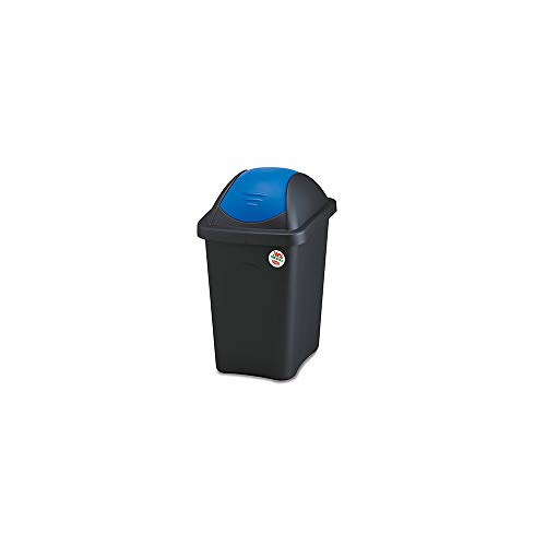 Stefanplast, Basculina Multipat Waste Bin, with Swing Lid, Black Blue, 29 x 39 x 50 cm