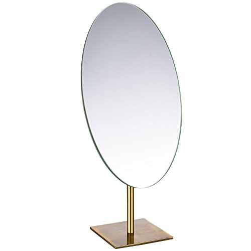 GURUN Large Oval Tabletop Vanity Mirror 7x12 Antique Brass Luxuries Makeup Mirror with Stand for Jeweller's M2017
