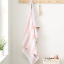 Bianca Reversible Stripe 100x150cm Cotton Jacquard Bath Sheet Blush Pink
