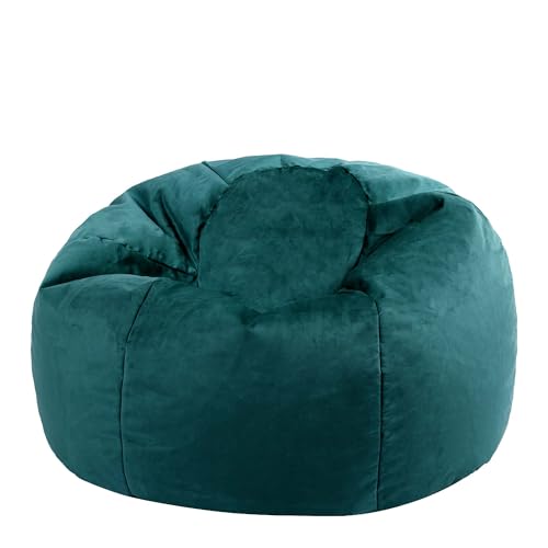 icon Kingston Velvet Bean Bag, Teal Green, Large Adult Bean Bag Chair with Filling Included, Accent Chair, Living Room, Living Room Furniture, Bedroom Furniture