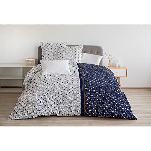 Home Linge Passion 3-Piece Duvet Cover Set - 100% Cotton - 57 Thread Count - Double - 240 x 260 cm - Rainbow Navy Blue
