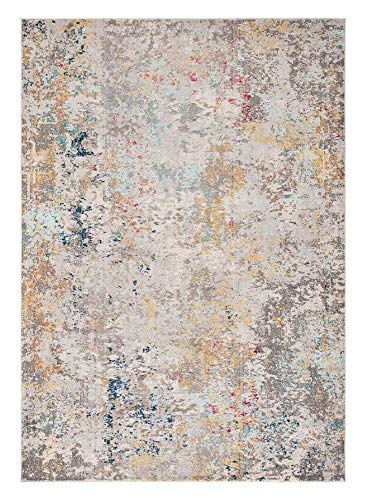 Safavieh Modern Rug for Living Room, Dining Room, Bedroom - Madison Collection, Short Pile, in Grey and Gold, 91 X 152 cm