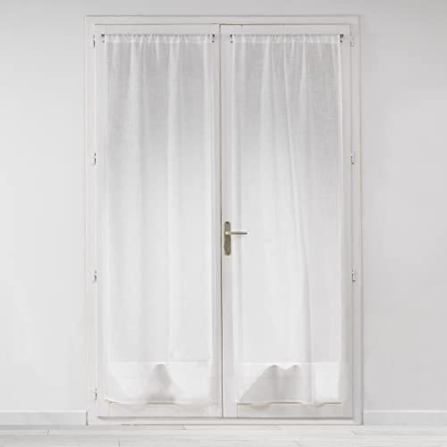 Douceur d'interieur Milza Pair of Straight Curtain Rods, Polyester, White, 2 x 70 x 240 cm