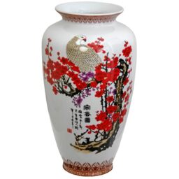 "Oriental Furniture 14"" Cherry Blossom Porcelain Tung Chi Vase"