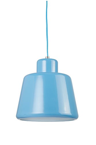 Aqua Blue Painted Metal Retro Pendant White Inner D25.5cm L120cm