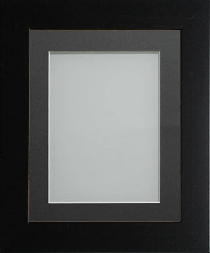 Frame Company Watson Matte Black Picture Photo Frame fitted with Perspex, 14x11 inch with Grey Mount for image size 12x8 inch