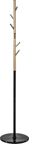 HAKU Coat rack gold, black, marble, metal coat rack - Dimensions: H 173 x Ø 37 cm, Style: Modern