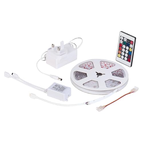 4lite LiteGlo Pixel Strip Light Kit (RGB) Colour Changing Pixel LED IP54 Rating 4.8W 5 Meter Strip Light with Remote Control and Plug - 4L1/6034