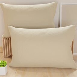 PETTI Artigiani Italiani - Pair of Microfiber Pillowcases 50x70 cm, Bedroom Cushions, Sofa, Set of 2 Cushion Covers, Solid Color Beige Pillowcase, 100% Made in Italy