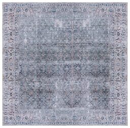 SAFAVIEH Traditional Rug Ideal for High Traffic Areas - Machine Washable and Non Slip - Tucson Collection, Short Pile, in Blue and Beige, 183 X 183 cm
