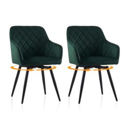 TUKAILAi Velvet Swivel Dining Chairs Set of 2 with Arms, for Dining Room