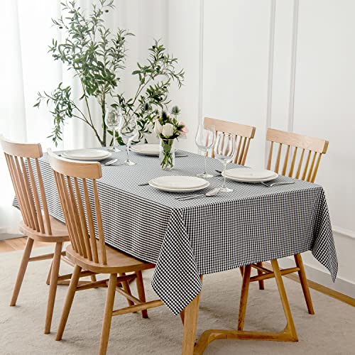 maxmill Rectangle Checkered Tablecloth Waterproof Spillproof Wrinkle Resistant Buffalo Plaid Heavy Weight Table Cloth Gingham Table Cover for Outdoor and Indoor Use, 52 x 70 Inch Black White