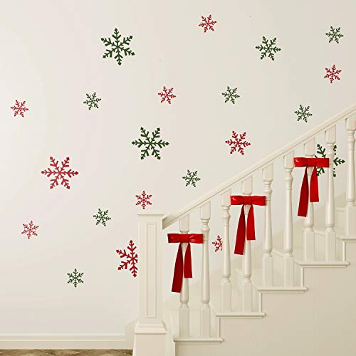 WALPLUS 60x28cm Christmas Decorations Wall Stickers Coloured Christmas Snowflakes Stickers Wall Art Window Display Clings Display Decals Living Room Sale Clearance Home Living Room Bedroom DIY Gift