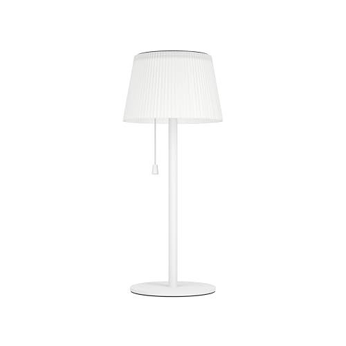 Eglo Cordless LED Table lamp Scordiano, Wireless Solar Light with Pull Switch, Rechargeable Outdoor Lighting for Balcony, White Steel and Plastic, Warm - Cool White, IP44