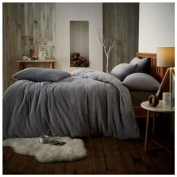 GC GAVENO CAVAILIA Teddy Fleece Luxurious Duvet Cover Sets Super Soft Warm and Cosy Bedding Sets (Silver, Single Duvet Set), 543831