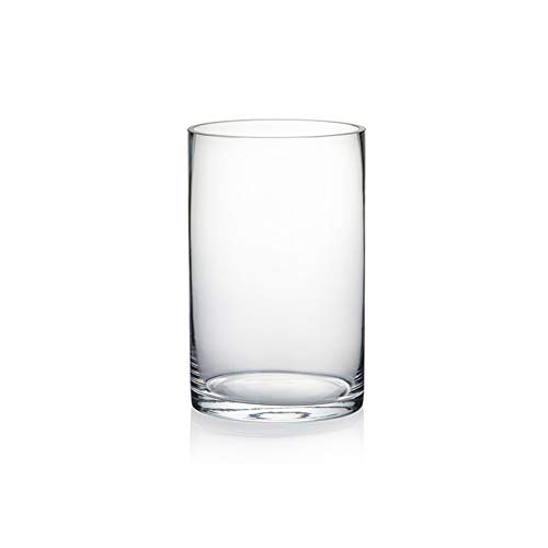 "WGV Cylinder Vase, Diameter 5"", Height 8"", Clear Glass Floral Container, Wedding Party Event, Home Office Decor, 1 Piece"