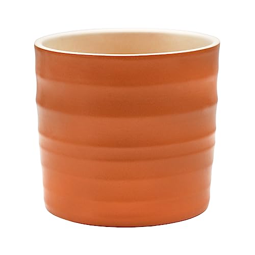 Ivyline Hadleigh Matte Finish Planter in Amber - Premium Quality and Waterproof - Stylish Textured Indoor Ceramic Plant Flower Pot - H15cm x D17cm