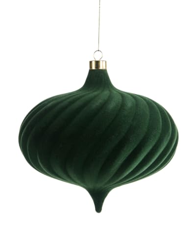 Sage Green Spiral Velvet Christmas Bauble 20 cm, Extra Large Tree Ornament