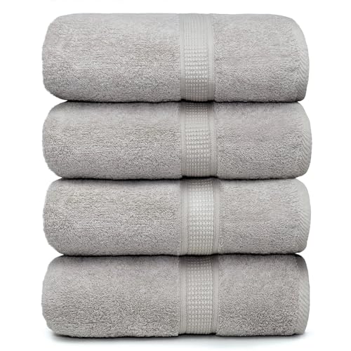 "Ariv Premium Bamboo Cotton Bath Towels - Natural, Ultra Absorbent and Eco-Friendly 30"" X 52"" (Platinum)"