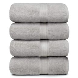 "Ariv Premium Bamboo Cotton Bath Towels - Natural, Ultra Absorbent and Eco-Friendly 30"" X 52"" (Platinum)"