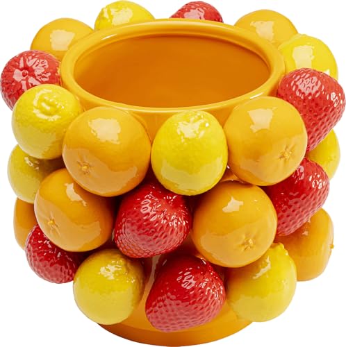 Kare Design Vase Fruit Parade, Yellow/Red, Height 20 cm, Porcelain, Fruit Motif, Hand-Painted, Decorative Style, for Flowers, Art Inspired, for Table, Living Room, Bedroom