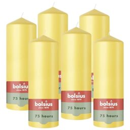Bolsius - Pillar Candle - Fresh Yellow - 20 cm - Burning Time 75 Hours - with Natural Extracts - Natural Plant Wax - No Palm Oil