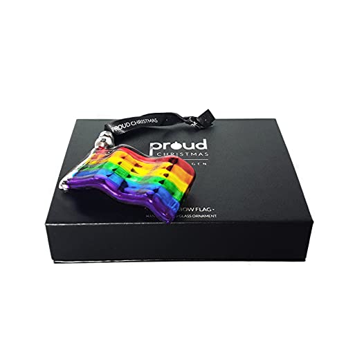Proud Christmas Rainbow Flag Glass Ornament 8cm x 5cm PC001