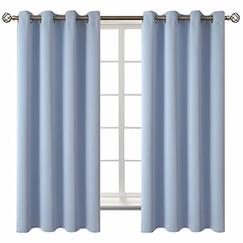 BGment Blackout Curtains for Living Room - Grommet Thermal Insulated Room Darkening Curtains for Bedroom, 2 Panels of 52 x 63 Inch, Spa Blue