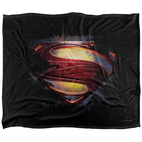Superman Man of Steel Grungy Shield Silky Touch Super Soft Throw Blanket 152 X 127 cm, White