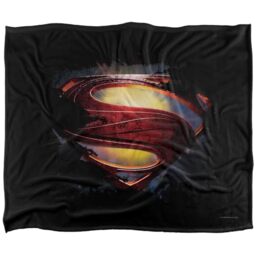 Superman Man of Steel Grungy Shield Silky Touch Super Soft Throw Blanket 152 X 127 cm, White