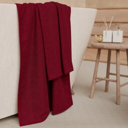 PETTI Artigiani Italiani - 100% Cotton Terry Bath Towels, 3+3 Towel Set, 6 Pieces, 3 Face Towels and 3 Hand Towels, Burgundy Towels