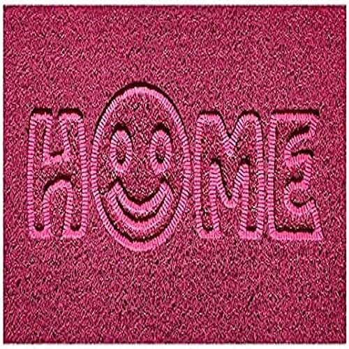 Nicoman Embossed Spaghetti Door Mat Dirt-Trapper Jet-Washable Doormat 70x43cm (Pink, HOME SMILEY FACE Shape) - Use Indoor or Sheltered Outdoor