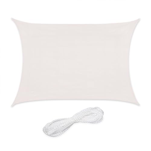 Relaxdays Sun Sail Shade, Triangular Awning, 2 x 4 m, HDPE Fabric, for Patio & Garden, with Tensioning Ropes, White