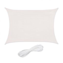 Relaxdays Sun Sail Shade, Triangular Awning, 2 x 4 m, HDPE Fabric, for Patio & Garden, with Tensioning Ropes, White
