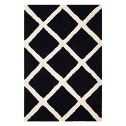 Safavieh Diamond Indoor Hand Tufted Accent Area Rug, Cambridge Collection, CAM135, in Black / Ivory, 61 X 91 cm for Living Room, Bedroom or Any Indoor Space