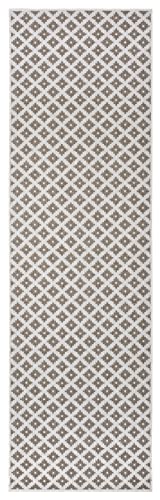 NORTHRUGS Indoor and Outdoor Rug Nizza 80 x 350 cm - Reversible Rug Weatherproof Modern Geometric Pattern for Balcony Patio Garden Conservatory Kitchen Living Room Rug Waterproof in Linen