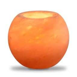 Zen'Light Himalayan Salt Crystal Candle Holder Sphere 900g - 100% Authentic Natural Himalayan Salt Crystal - Hand Carved - Candle Holder Made of Quality Natural Material - Rounded Shape