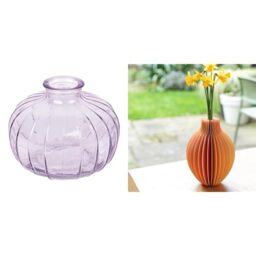 Talking Tables Lilac Glass Bud Vase for flowers, s & Talking Tables Honeycomb Paper Vase with Glass Via Table Decor Bundle