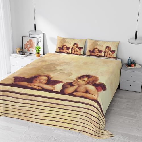 Italian Bed Linen Dreams' Digital Print Bedding Set, Full Coverage, Made in Italy, Double, 59 cm