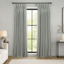 HPD Half Price Drapes PDCH-KBS9BO-108-FP Blackout Vintage Textured Faux Dupioni Pleated Curtain (1 Panel), 25 X 108, Silver