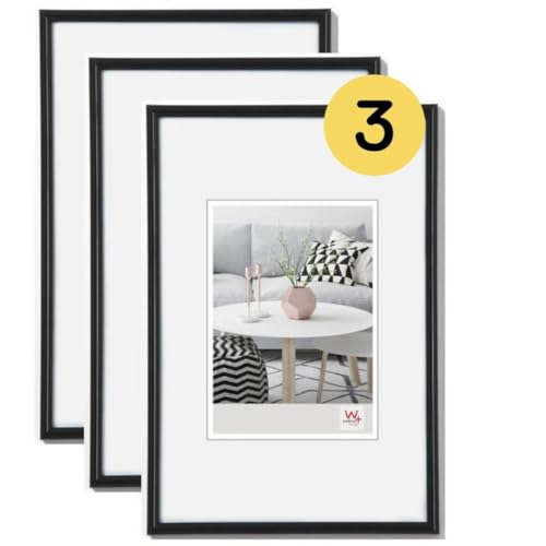 walther Design Picture Frame Black 15 x 20 cm 3-Pack, Galeria Plastic Frame KB520H3