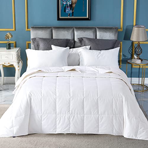 Globon Down Blanket, Extra Lightweight Summer Comforter/Duvet Insert, Noiseless & Extra Soft, Queen Size 90x90 inches,10 Ounce Fill Weight, White???
