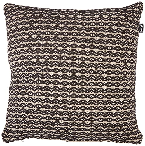 Mood collection Wave Printed Standard Cushion, 50 x 50 cm, Polyester, Black/Pebble, One Size
