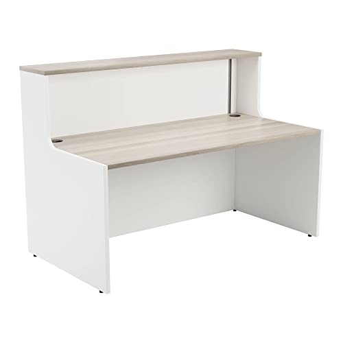 Office Hippo Reception Desk, Unit, Table, Office, Grey Oak Top, White Base, 166 x 89 x 116.5