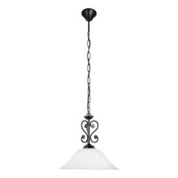 Eglo Pendant Light Murcia, 1-Light Hanging Lamp Vintage, Rustic, Steel Pendant in Black, White Alabaster Glass, Dining Table Lamp, Hanging Living Room Light with E27 Socket