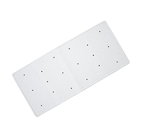 Blue Canyon Nonslip Antibacterial Rubber Bath Mats, Quick Dry Bath Rug with Suction Pads & Drain Holes, Mould Resistant Bathroom Accessory, Durable Bath Rug Runner 34 x 74 cm – White