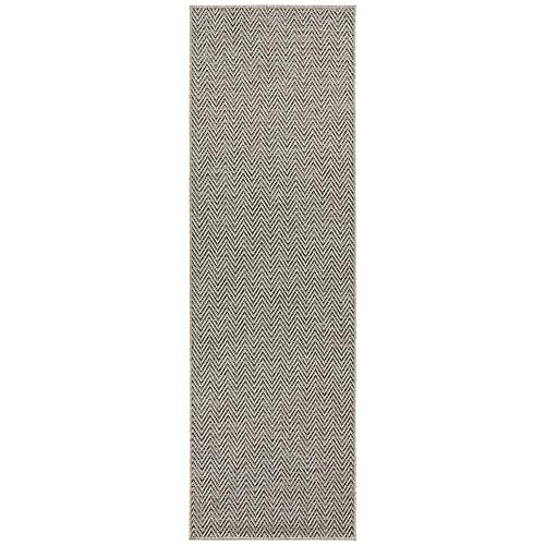 BT Carpet Nature Runner Indoor and Outdoor - Loop Kitchen Runner Non-Slip Flat Weave Short Pile Wool Look Fineloop Kitchen Rug for Hallway, Garden, Patio, Bathroom - Grey Anthracite, 80 x 250 cm
