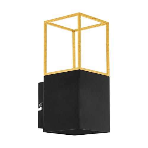 EGLO Montebaldo Wall Light 1 Bulb Wall Light Vintage Industrial Modern Steel Interior Wall Light Living Room Lamp Hallway Lamp in Black Gold GU10 Socket